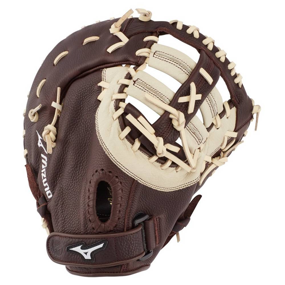 Catchers Mitt Mizuno Baseball Franchise Series First Base 12.5" Donna - Caffè/Argento - 24568-IDCR